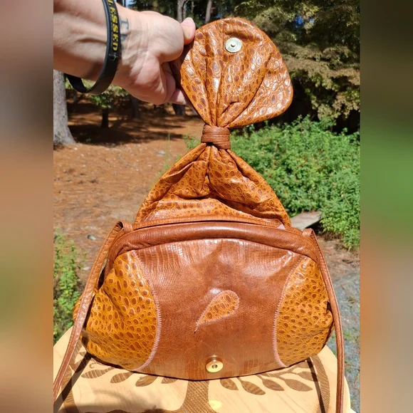 Vintage 1980's J&E Handbag Company NY Brown Leather Large Convertible Clutch - Picture 9 of 14